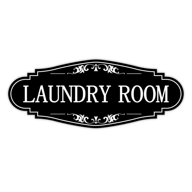LUHIMO Laundry Room Door Sign for Business and Home,Self-adhesive Waterproof Cute Laundry Room Door Sticker Decals for House, Apartment, Hotel Laundromat Decor(Black) - Image 1